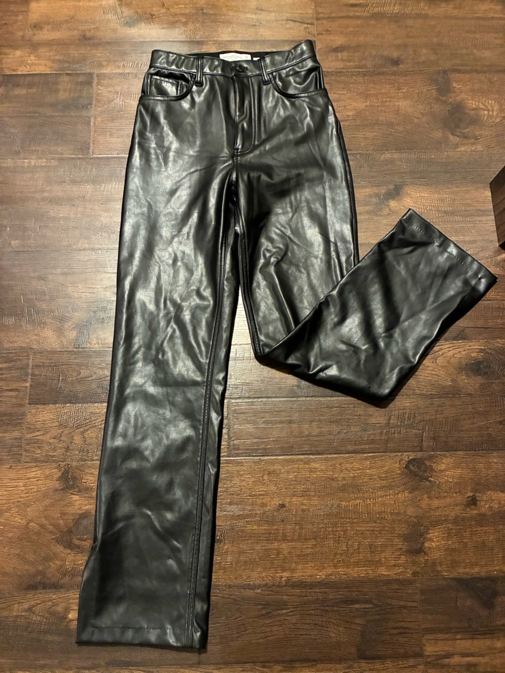 Abercrombie & Fitch Black Faux vegan Leather Straight-Leg pants
